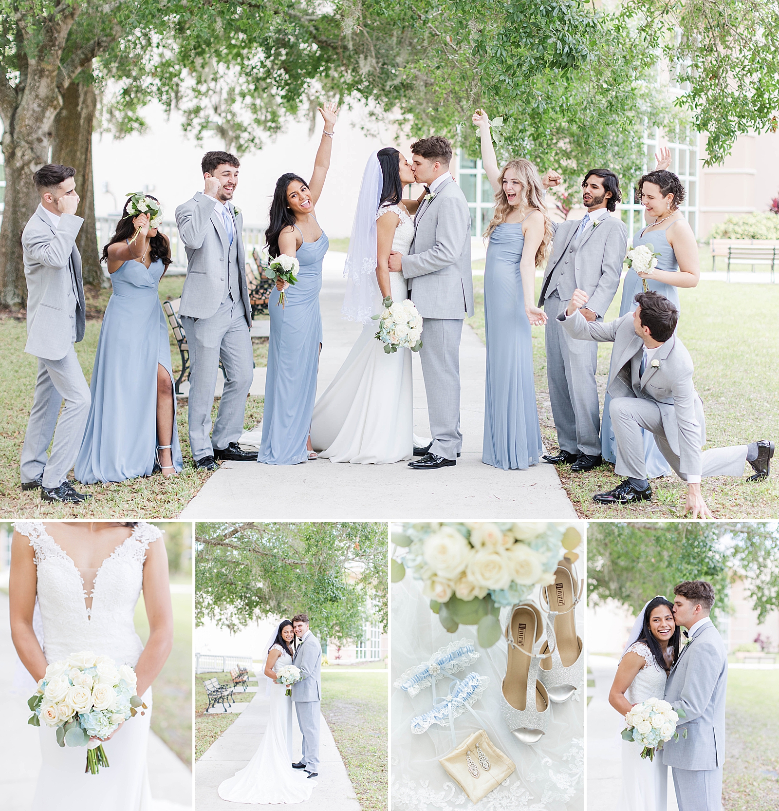 A gray and dusty blue wedding at the tabernacle church in sarasota, florida.