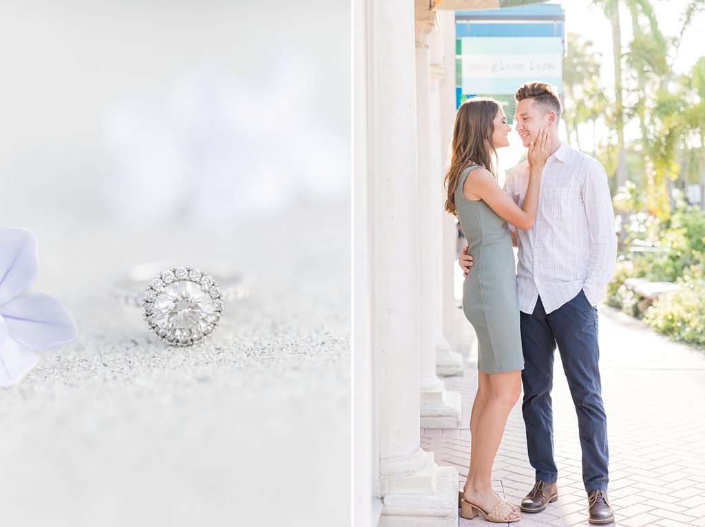Engagement pictures taken at St. Armands Circle in Sarasota, Florida. 