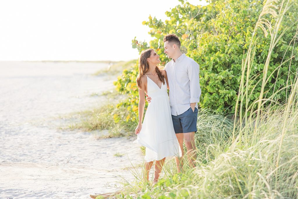 Beach engagement pictures on Lido Key Beach. 