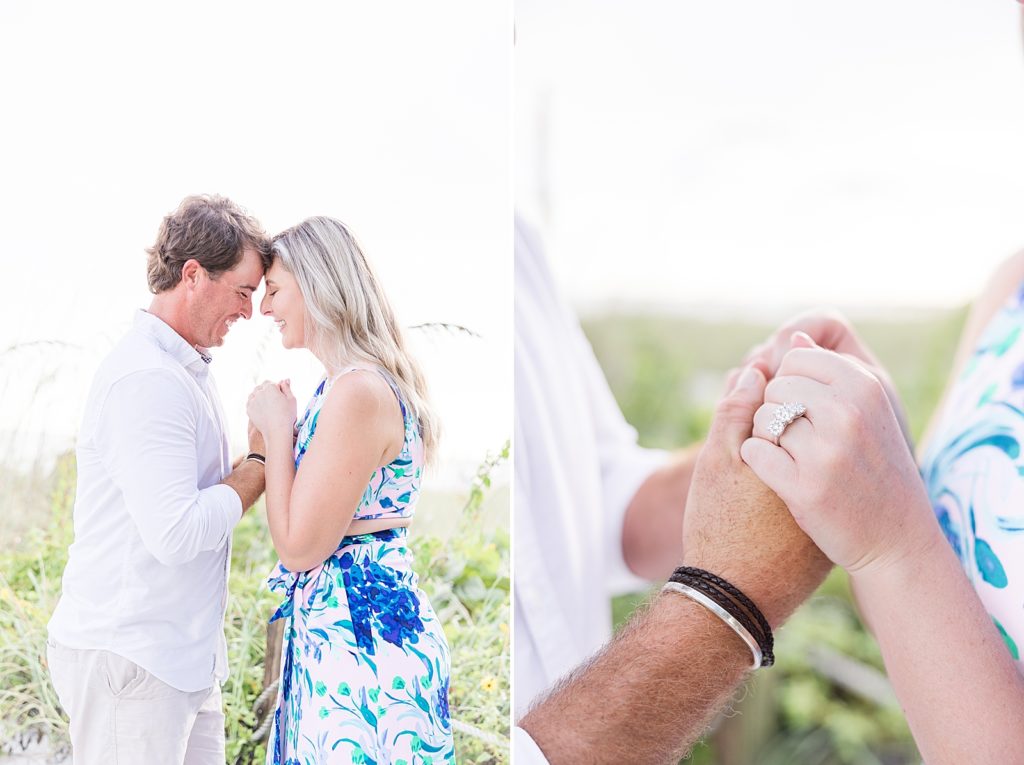 A couple holding hand close during their Fort Myers Beach Engagement Session. 