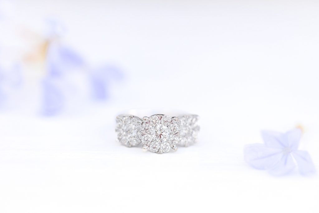 Up close picture of an engagement ring captured by Deanna Grace Photography.  