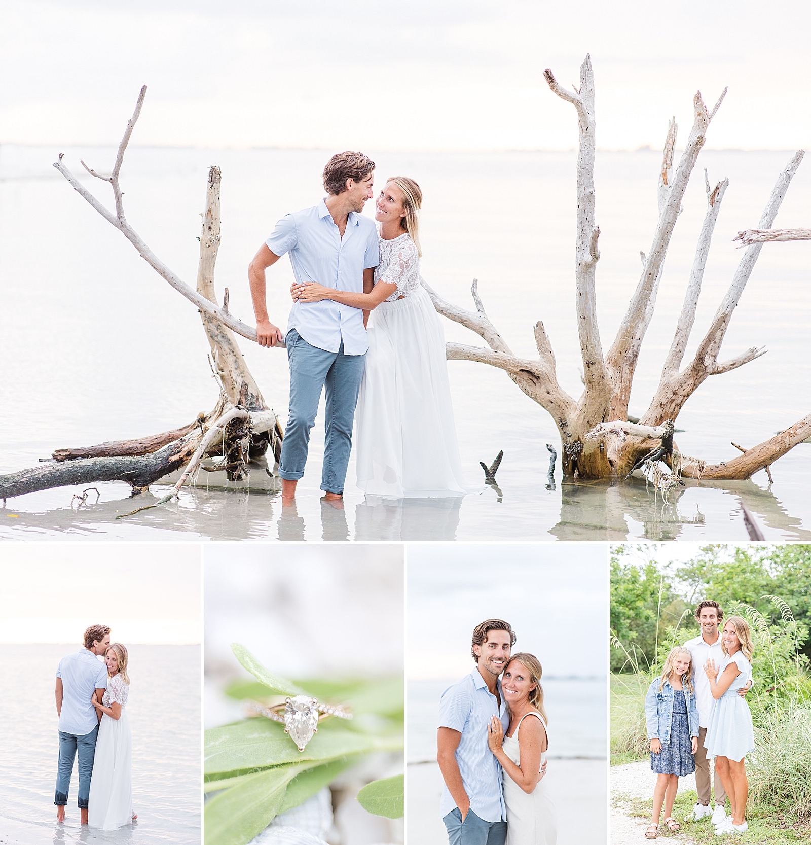 Sunset engagement pictures at Bowditch Point Beach in Fort Myers, Florida.