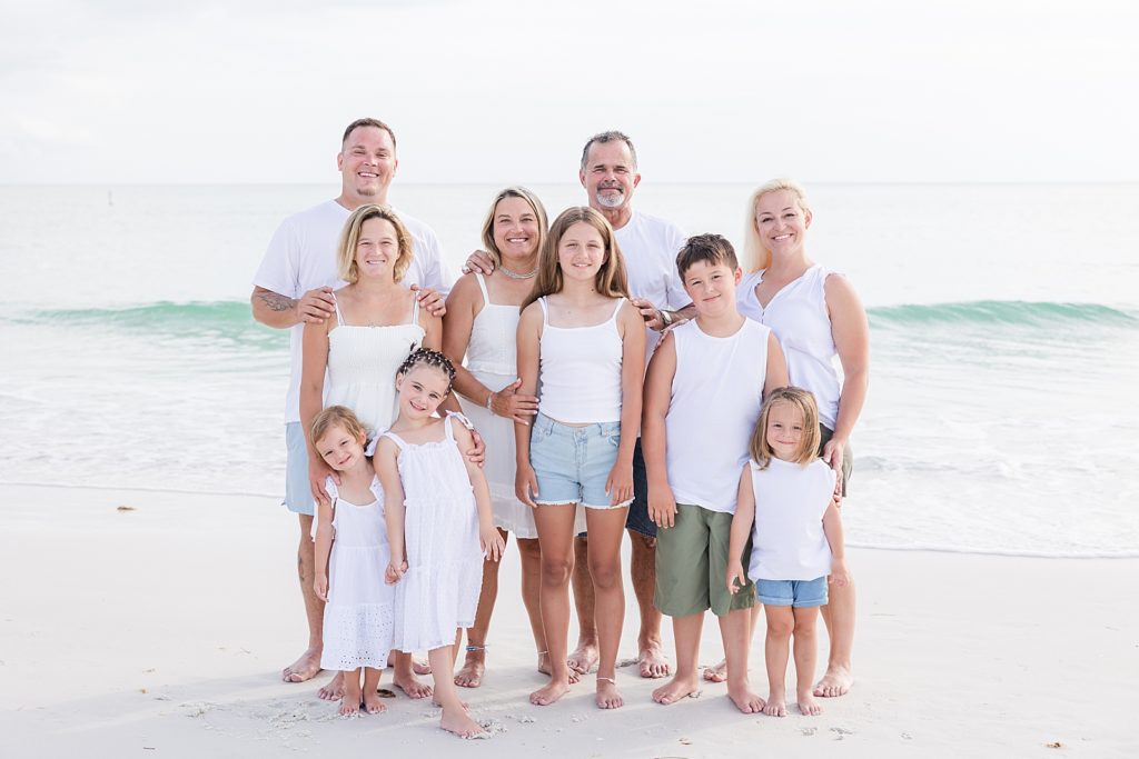A large group family picture on Anna Maria Island. 