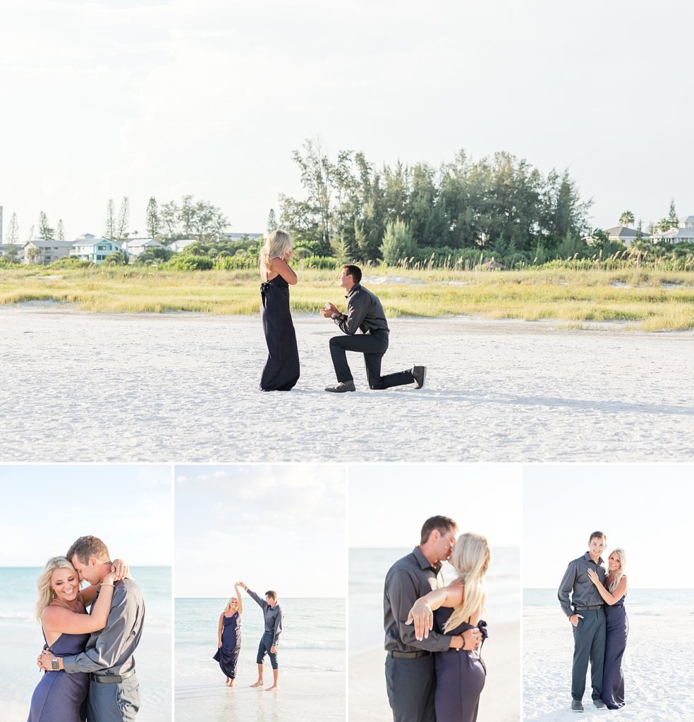 Surprise proposal captured by Deanna Grace Photography on Siesta key beach in Sarasota Florida. 