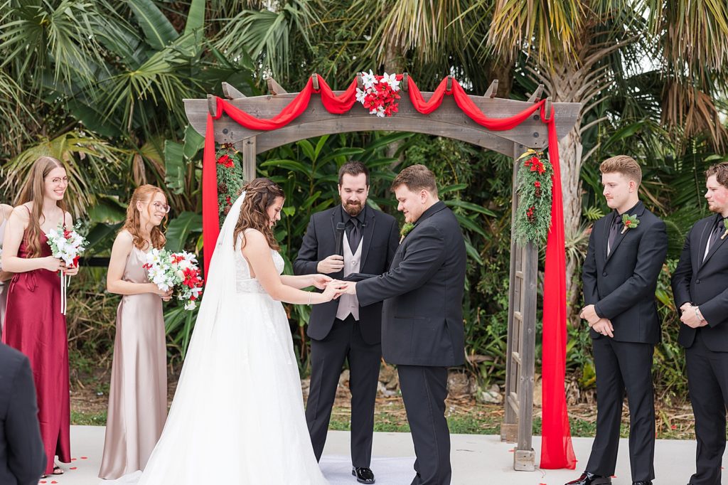 Wedding ceremony at the naples florida wedding barn. 