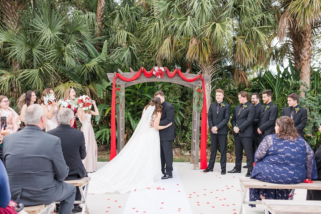 Wedding ceremony at the naples florida wedding barn. 