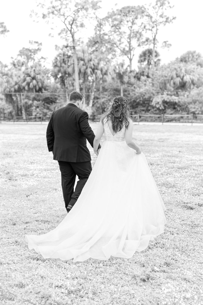 Bride and groom at the Naples wedding barn in Florida. 