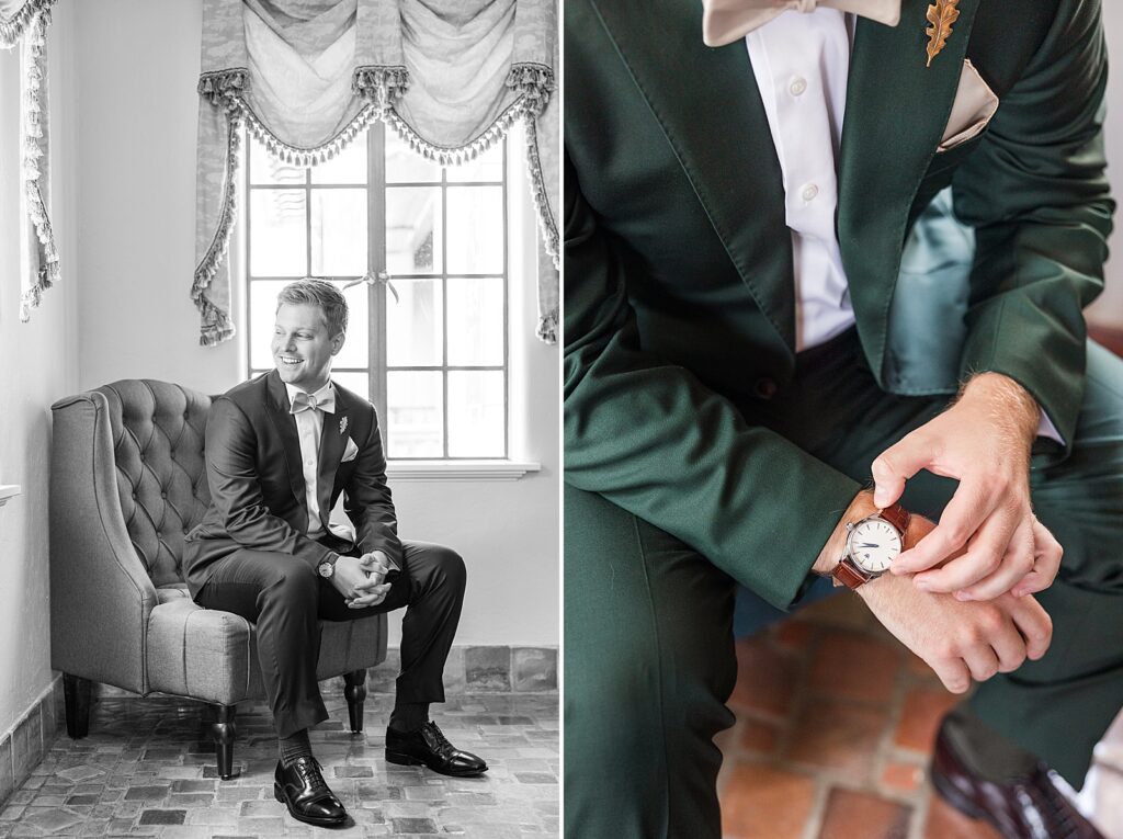 Groom checking his watch 