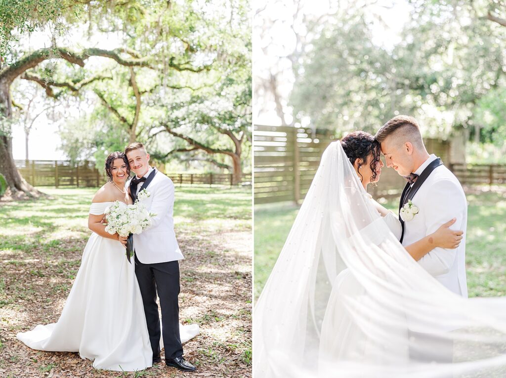 Bride and Groom at Wandering Oaks in Myakka City, Florida. 