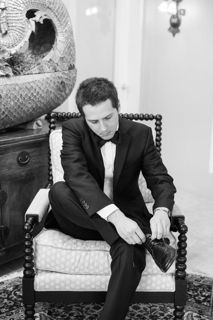Groom getting ready at Shangri-La Springs.