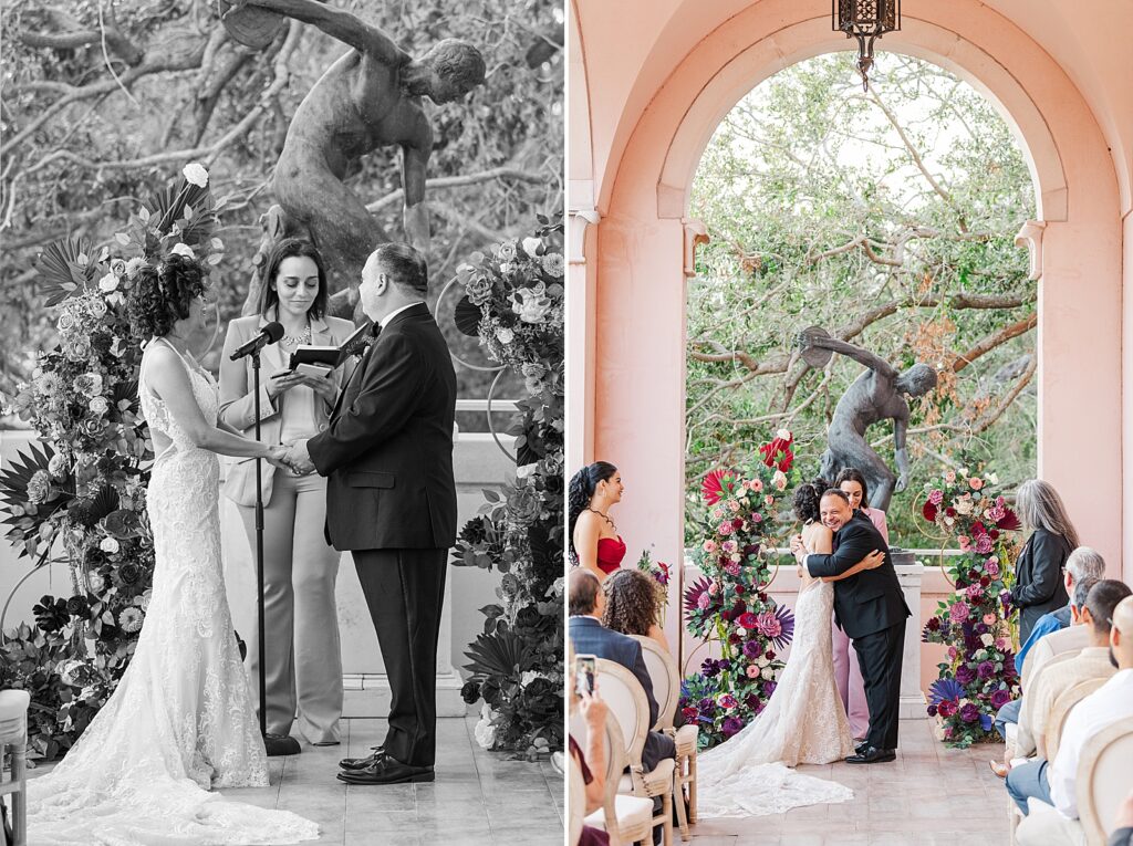 Intimate Wedding ceremony down the Searing Loggia at The Ringling Museum