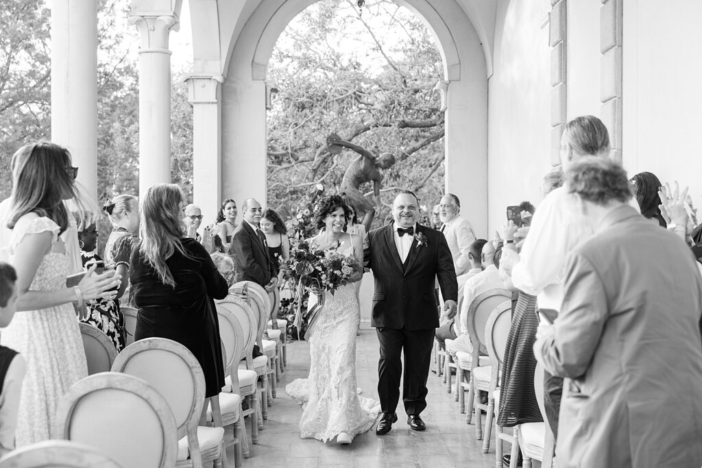 Intimate Wedding ceremony down the Searing Loggia at The Ringling Museum